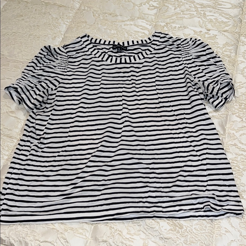 Classic Black and White Striped Women's Blouse